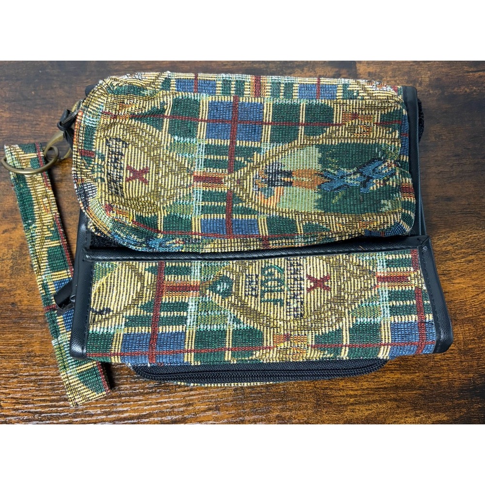 Vintage Golf Tapestry Bag Travel Pouch Handbag Multi Pocket